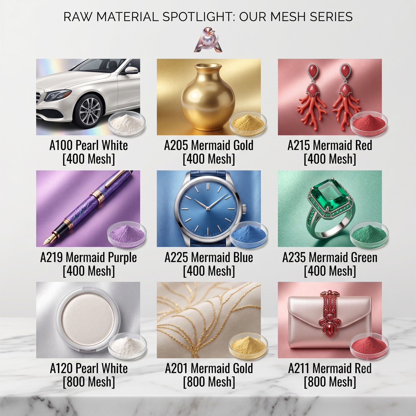 Heat resistant pearlescent pigment for powder coating